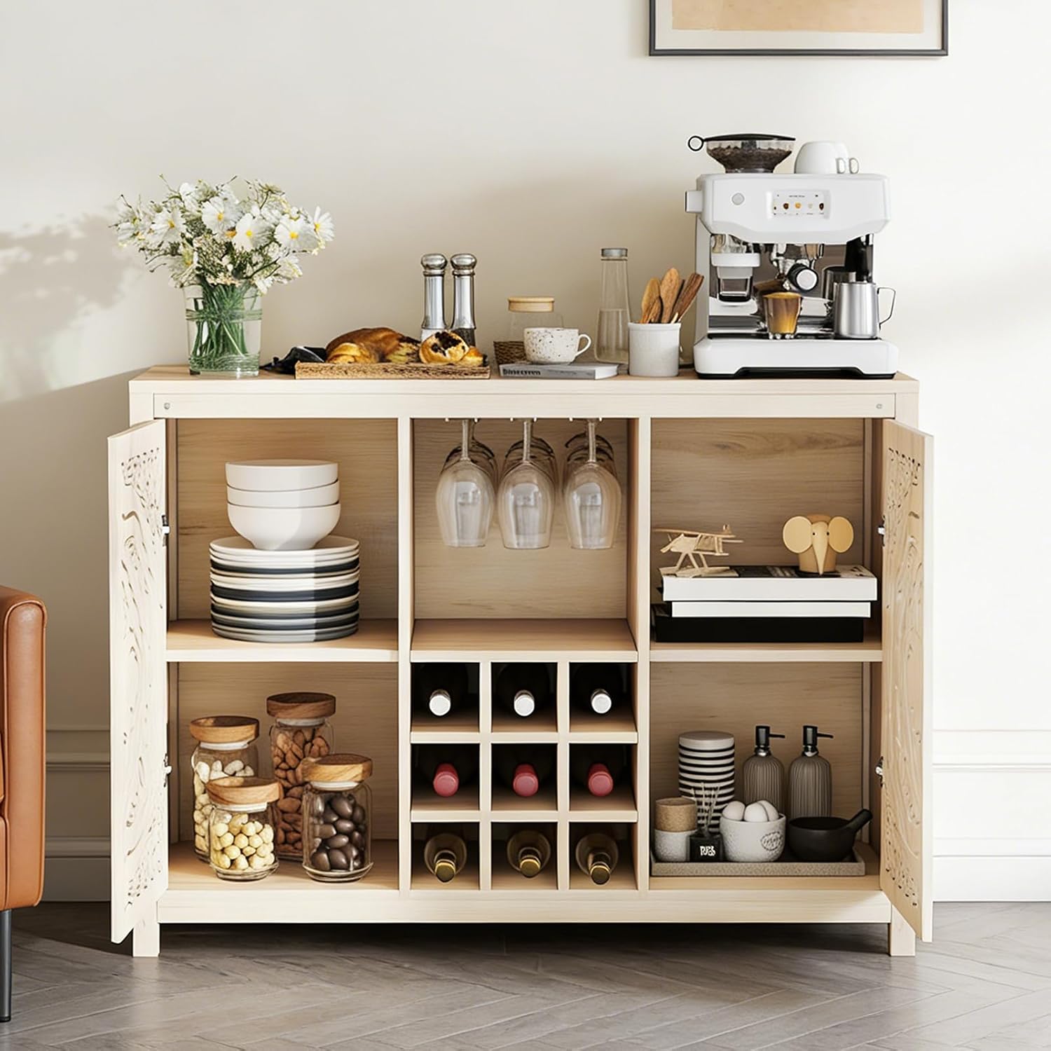 Home Bar And Cabinet - Meuble bar en bois avec casier
