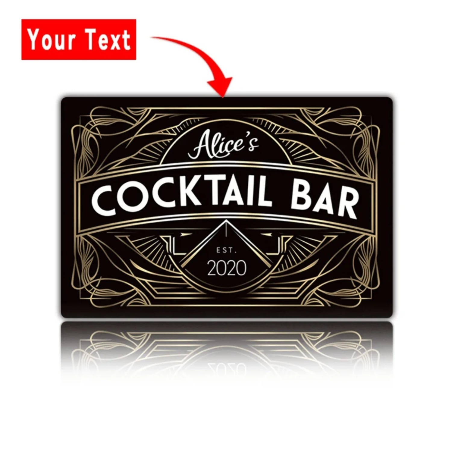 Home Bar Signs - Panneau mural en métal Art Déco