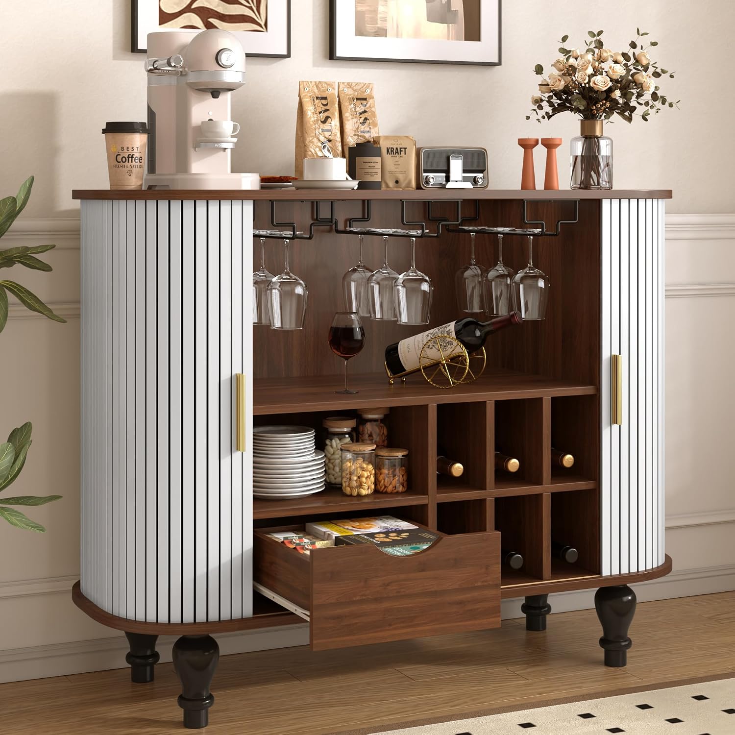 Meuble bar blanc avec 6 casier - Home Bar And Cabinet avis et prix